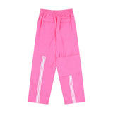 Men Sweatpants Casual Trousers Striped Stitching Ruffle Ankle-Tied Drawstring Sports Pants