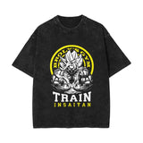 Washed vintage short-sleeved T-shirt oversize