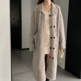 Women Cardigan Sweater Lapel Coat Loose Button N2362