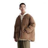 Unisex Winter Cotton Coat Stand Collar down Jacket Japanese-Style Retro Pockets down Jacket