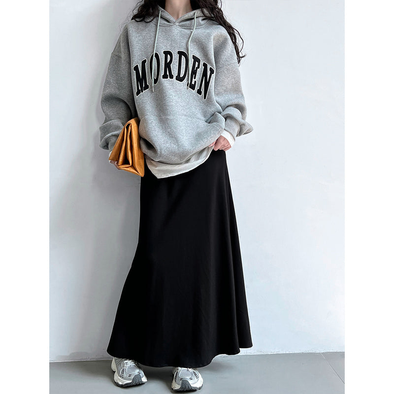 Women Skirt Women's Elastic Waist A- line Midi Skirt