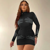 Women Dresses Winter Slim Turtleneck Long Sleeve Narrow Dress