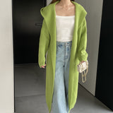Women Cardigan Sweater Autumn Knitted Cardigan Long Sleeve Loose Long Hooded Sweater W2377
