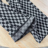 Women Sweatpants Vintage Chessboard Plaid Pants Autumn Knit Casual Sweatpants Bell-Bottom Pants