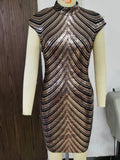 Women Evening Gown Sexy Retro Sequins Dress