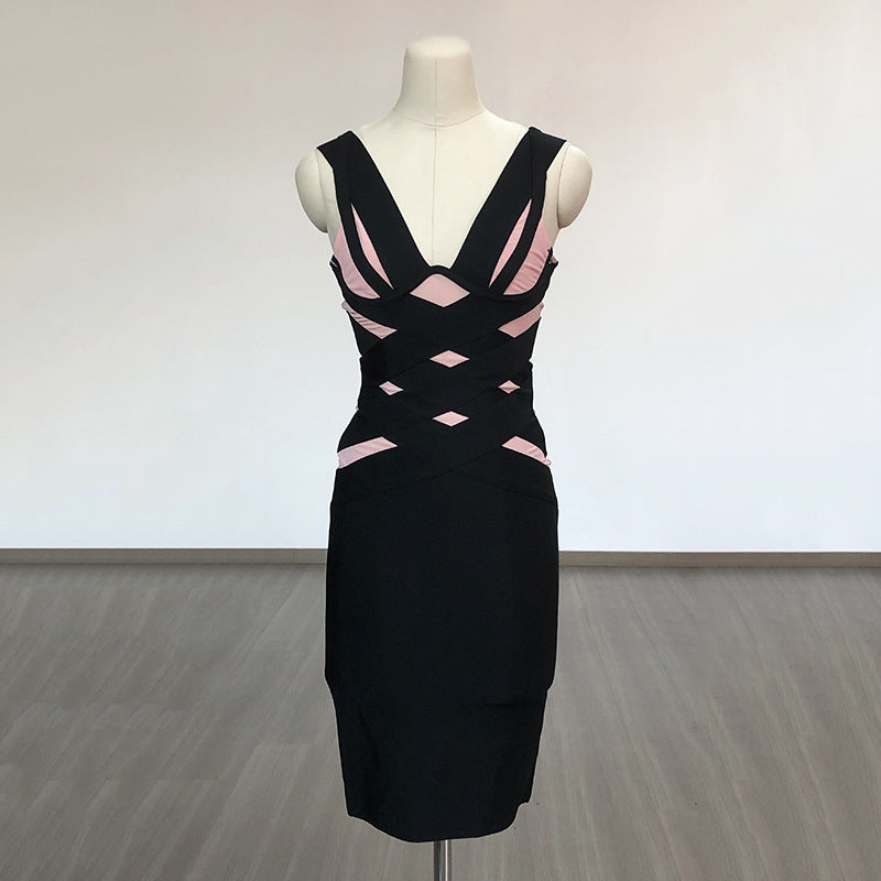 Women's Evening Dress Camisole Dress Sexy Sheath Bandage Dress V-neck