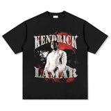 Mens Vintage Rock Band T-Shirt Homage Kendrick Lamar Kung Fu Kenny Rap Print Short Sleeve T-Shirt