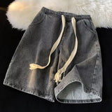 Men Jeans Light Blue Denim Shorts Summer Vintage Shorts