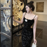 Women Dresses Black Backless Dress