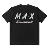 Men T Shirt Vintage Letter Print Short-Sleeve T-shirt