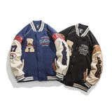 Unisex Winter Cotton Coat Retro Patchwork Three-Dimensional Printed Baseball Uniform Cotton-Padded Coat