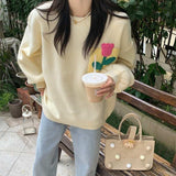 Women Knitwear Autumn Three-Dimensional Flower round Neck Sweater Loose Sweater