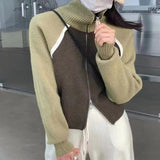 Women Knitwear Spring and Autumn Zipper Turtleneck Sweater Coat
