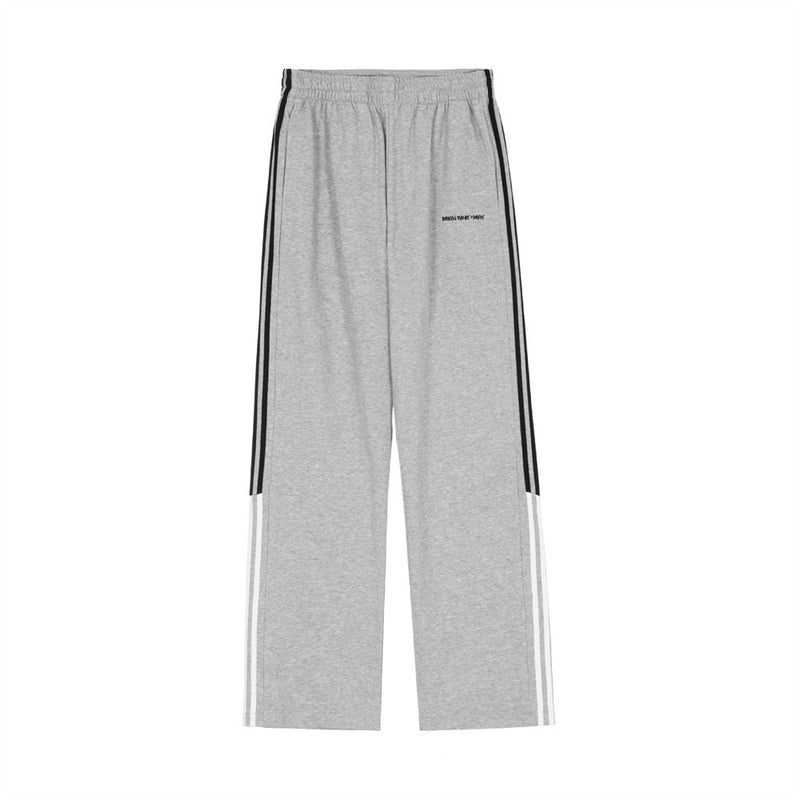 Men Sweatpants Striped Casual Long Sports Pants Punk Loose Drawstring Sports Straight Pants