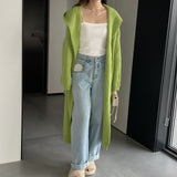 Women Cardigan Sweater Autumn Knitted Cardigan Long Sleeve Loose Long Hooded Sweater W2377