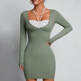 Women Dress Autumn Winter Sexy Slim Fit Hip Skirt