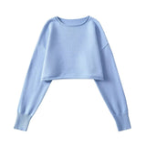 Women Sweater Knitwear Cropped Midriff-Baring Hoodie Knitwear Sweater