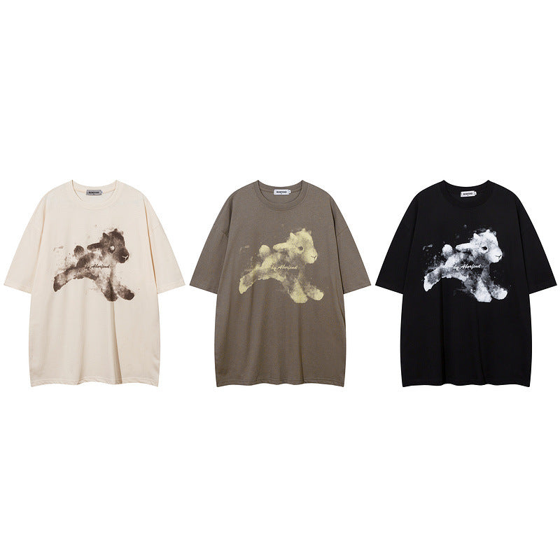 Men T Shirt Cartoon Graffiti Couple Short Sleeve T-shirt Retro