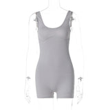 Women Jumpsuit Summer Slim U-Neck Shoulder Strap Jumpsuit