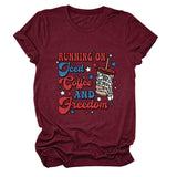 Crew neck women's short sleeves running on jced collee and freedomt t-shirt