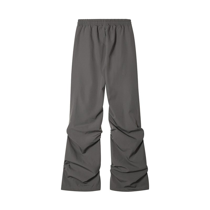 Men Sweatpants Pleated Wide-Leg Pants Men's Elastic Waist Thin Loose Micro-Flared Trousers