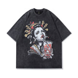 Men T Shirt Retro Cartoon Couple Short Sleeve T-shirt