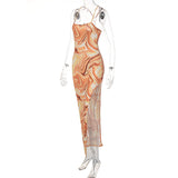 Women Dresses Summer Slim Fit Sexy Backless Slit Sling Dress