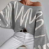 Women Knitted Sweater Loose Pullover Knitting Sweater Lantern Sleeve Sweater