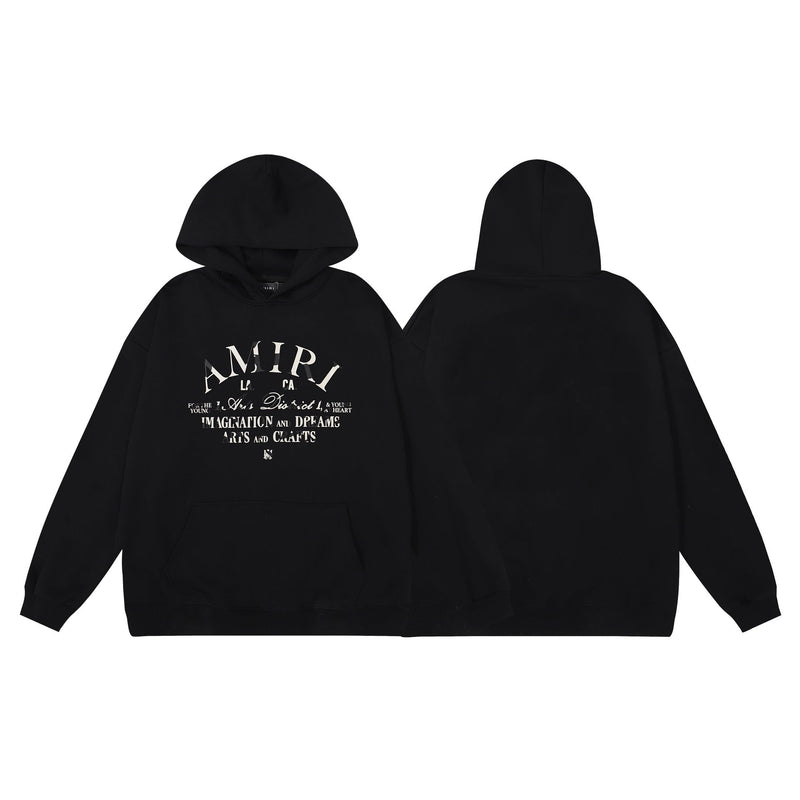 Amiri Hoodie Letter Print Hooded Sweater Loose Men and Women