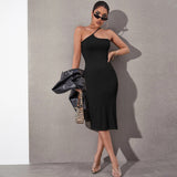 Women Dress Summer Sexy Split Sling Hip Knitwear Dress