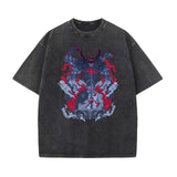 Anime printing, washed Japanese retro t-shirt short-sleeved men