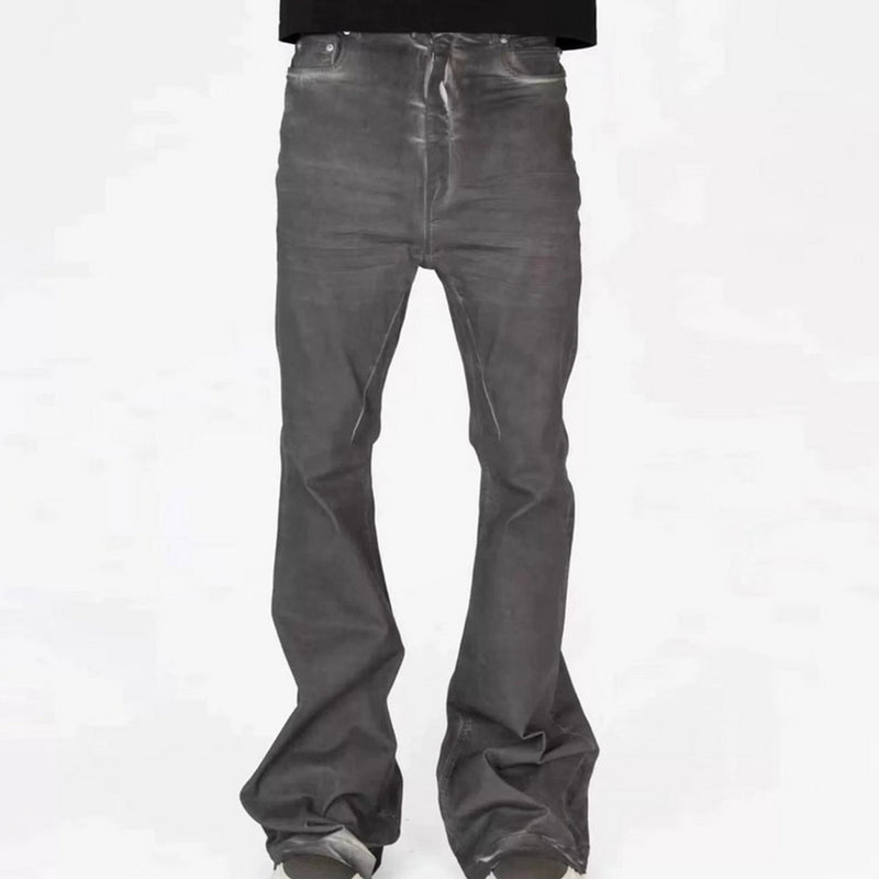 MIJKO Men Vintage Pants MIJKO Washed Slim Fit Old Micro-Flared Jeans