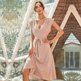 Women Dress V-neck Dress Midi Dress