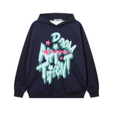 Men Hoodie Letter Graffiti Hooded Sweater Men Retro Baggy Coat