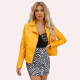 Red Leather Jacket Short Spring and Autumn Leather Slim Lapel Motorcycle Clothing