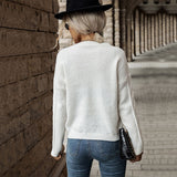 Women Knitted Sweater Autumn and Winter Women's Twist Long Sleeve White Sweater