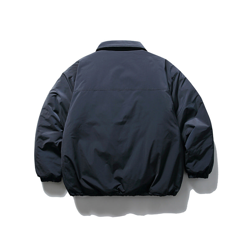 Unisex Winter Cotton Coat Winter Three-Dimensional Pocket Decoration Lapel Cotton-Padded Coat Retro Workwear Cotton Coat