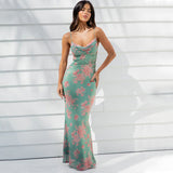Women Dresses Spring Sexy Backless Printing Slip Dress