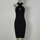 Women Dresses Hollow out Sleeveless Knitted Dress Sexy