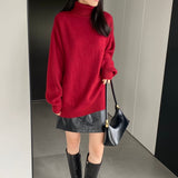 Women Winter Knitted Sweater Knitted Bottoming Shirt Turtleneck Autumn and Winter Loose Long Sleeve Women's Clothing 8t3113