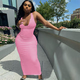 Women Dresses Sexy Dress Summer Sexy U Collar Sleeveless Slim Fit Skirt