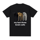 Funny My Last Three Brain Cells Cats Meme T Shirt Men's