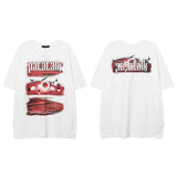 Men T Shirt Vintage Letter Print Couple Short Sleeve T-shirt