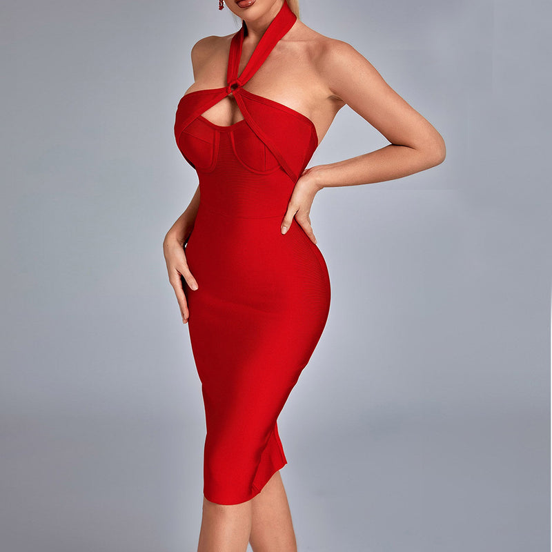 Women Evening Dress Sexy off Shoulder Slim-Fit Evening Dress Bandage One-Piece Dress