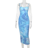 Women Dresses Tie-Dyed Suspenders Dress Element Dress