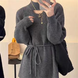 Women Knitwear Autumn and Winter Hollow-out Mid-Length Sweater Loose Sweater