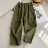 Women Sweatpants Overalls Loose Straight Wide-Leg Casual Retro Ankle-Tied Pants
