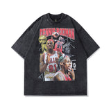 Men T Shirt Portrait Printing Distressed Short Sleeve T-shirt