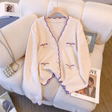 Women Knitwear Autumn and Winter V-neck Sweater Female Loose Knitted Cardigan