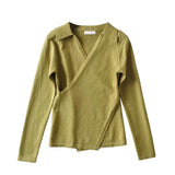 Women Sweater Knitwear Retro Cross Knitwear V-neck Lapel Sweater
